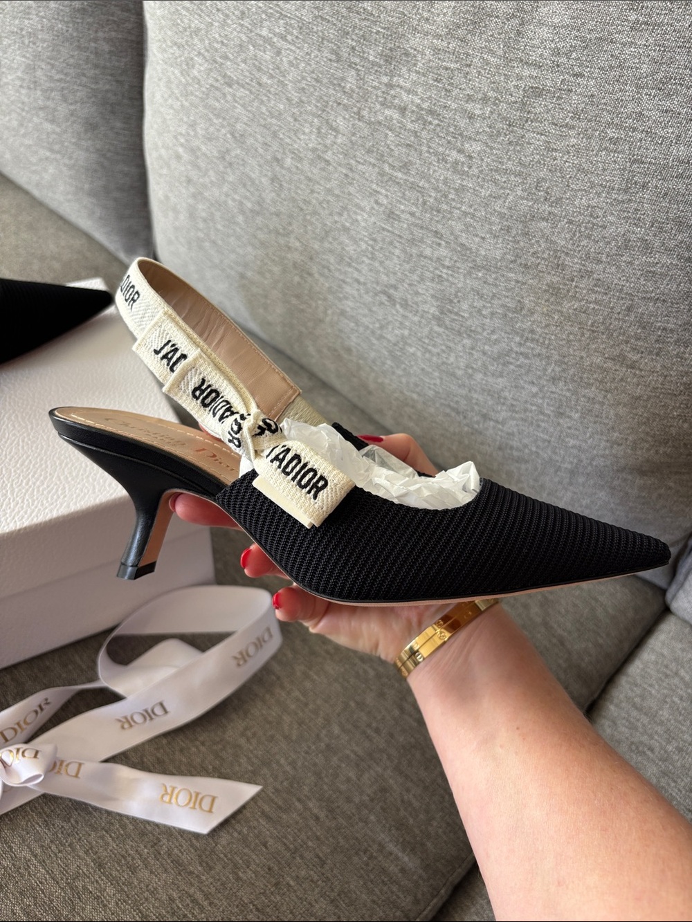 Dior Christian Dior Black J'Adior Slingback Kitten Heel Pumps 36 1/2 EU - NWT - Picture 2 of 15